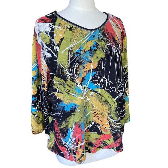 Vintage Jess & Jane Artsy Bold Shirt Abstract Statement Funky Lagenlook USA-XL - Picture 5 of 12